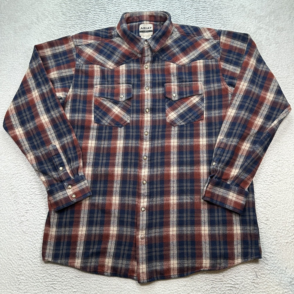 Ariat Retro Fit Western Style Shirt Men's Size 2XLT Pearl Snap Plaid Long Sleeve
